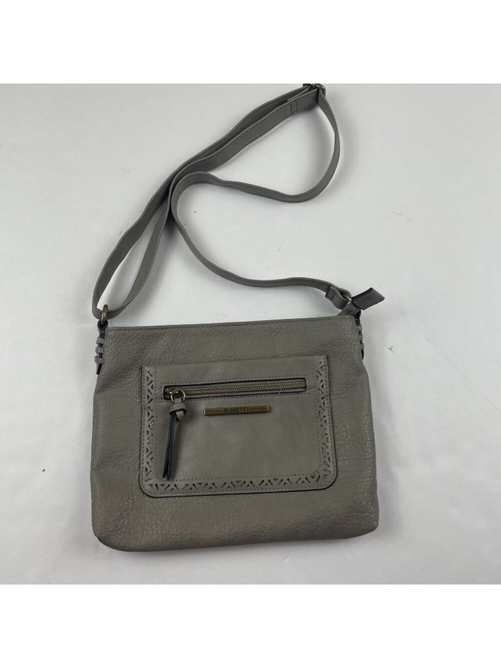 Rosetti Faux Leather Crossbody Bag Tassel Zip Pockets Everyday Purse Gray